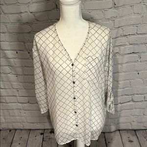Cabi Chessboard Blouse Sheer White/Black Style 740